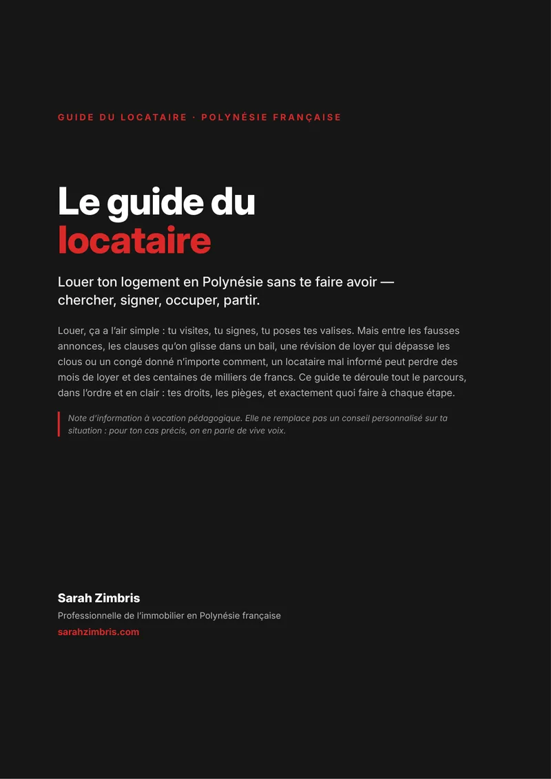 Couverture, Le guide complet du locataire en PF