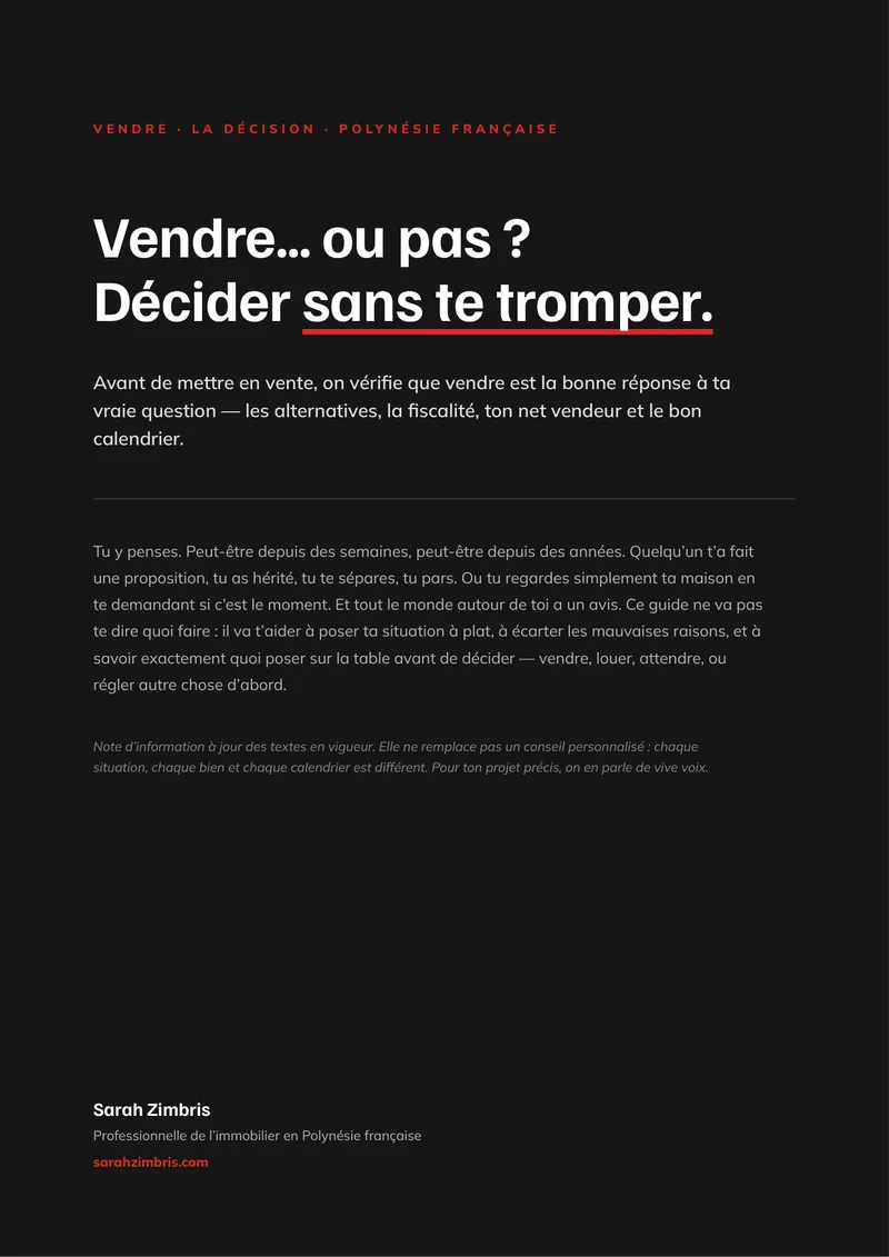 Couverture, Vendre ou pas ? Décider sans te tromper