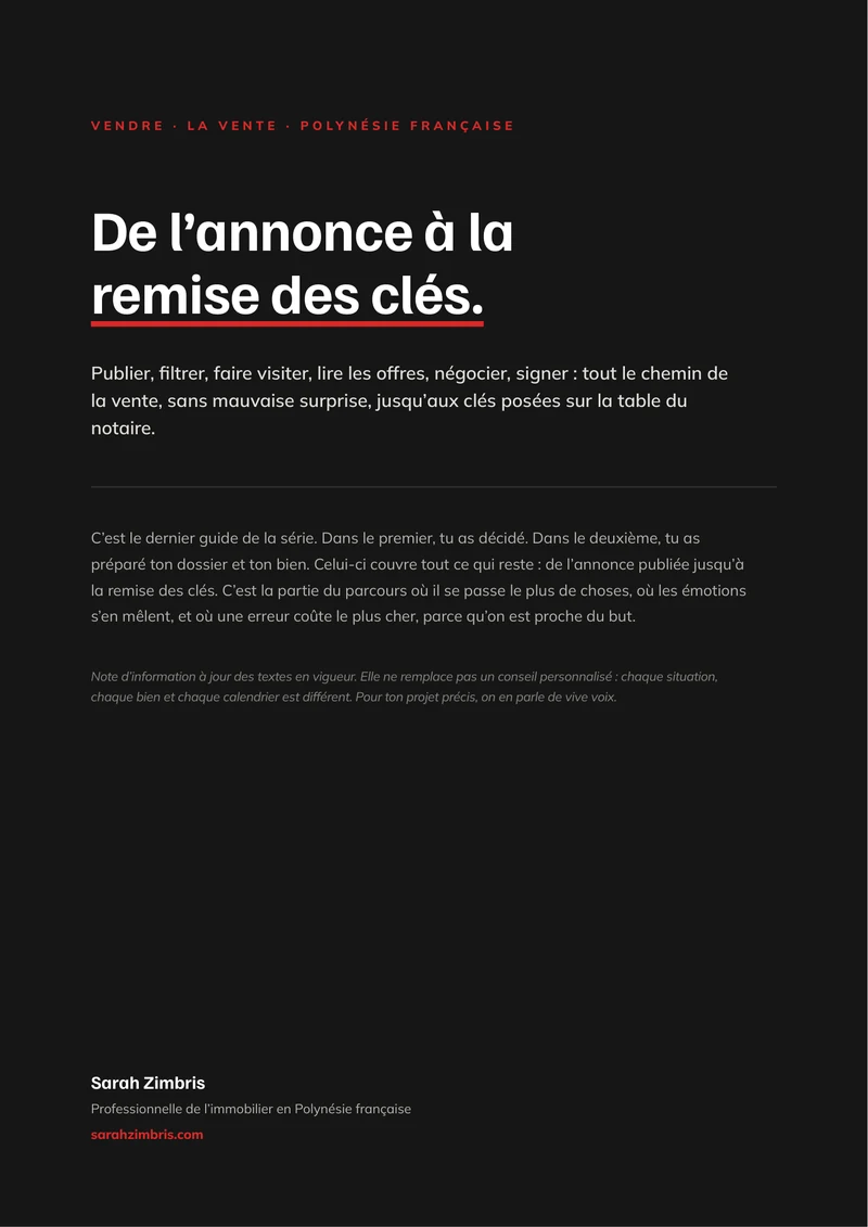 Couverture, De l'annonce à la remise des clés